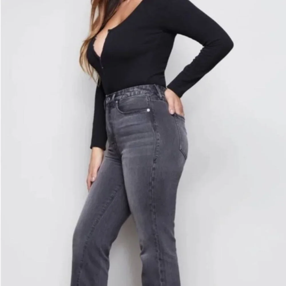 Good American The Feel Good Ribbed Henley Bodysuit Black Size 2XL NEW Sexy